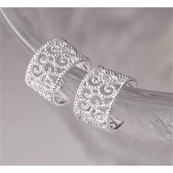 Huggies Filigree Open Hoop Cuff Wrap Earrings for Women Girls 925 Sterling Silver Cute Chunky Wide Texture Cartilage Adjustable Comfortable Fashion Wedding Birthday Christmas Jewelry Dainty GiftsHuggies Filigree Open Hoop Cuff Wrap Earrings for Women Girls 925 Sterling Silver Cute Chunky Wide Texture Cartilage Adjustable Comfortable Fashion Wedding Birthday Christmas Jewelry Dainty Gifts