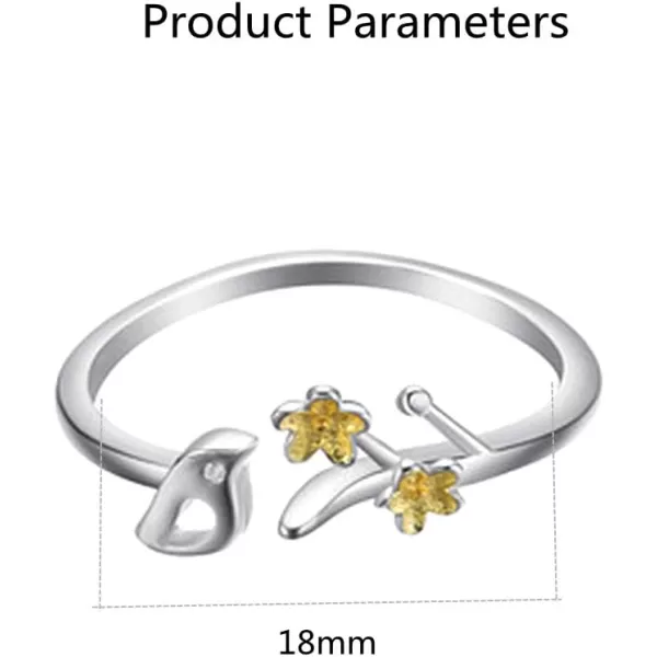 Hummingbird Flower S925 Sterling Silver Ring for Women Girls Two Tone Hollow Bird Expandable Open Finger Rings Adjustable Fashion Jewelry Christmas Birthday Dainty BFF GiftsHummingbird Flower S925 Sterling Silver Ring for Women Girls Two Tone Hollow Bird Expandable Open Finger Rings Adjustable Fashion Jewelry Christmas Birthday Dainty BFF Gifts