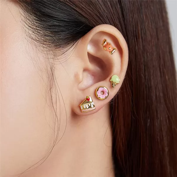 Hypoallergenic Cute Dessert Food Stud Earrings Sterling Silver Earring for Women Girls Preteens 14K Gold Plated Small Sweet Treats Studs Cartilage Creative Ear Piercing Post Nickel Free Y2K JewelryHypoallergenic Cute Dessert Food Stud Earrings Sterling Silver Earring for Women Girls Preteens 14K Gold Plated Small Sweet Treats Studs Cartilage Creative Ear Piercing Post Nickel Free Y2K Jewelry