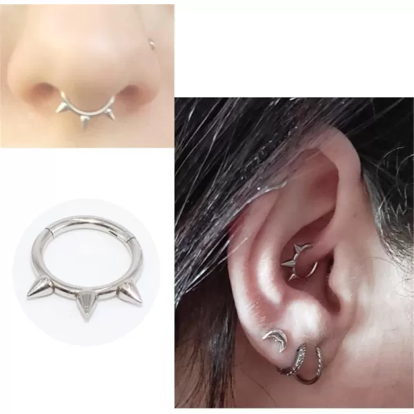 Hypoallergenic Spike Nose Ring 16G Surgical Steel Septum Jewelry for Women Girls Unisex Hinged Segment Ring Body Piercing Nose Hoop Lip Rings Fashion Helix Cartilage Rook Earrings 8mm Inner 1 PieceHypoallergenic Spike Nose Ring 16G Surgical Steel Septum Jewelry for Women Girls Unisex Hinged Segment Ring Body Piercing Nose Hoop Lip Rings Fashion Helix Cartilage Rook Earrings 8mm Inner 1 Piece