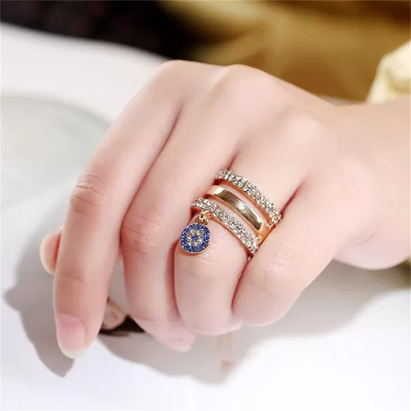 Layered CZ Evil Eye Statement Ring for Women Girl Protection Boho Crystal Gold Plated Open Band Wrap Size 6 Finger Rings Comfort Fit Bohemian Wedding Birthday Cocktail Party JewelryLayered CZ Evil Eye Statement Ring for Women Girl Protection Boho Crystal Gold Plated Open Band Wrap Size 6 Finger Rings Comfort Fit Bohemian Wedding Birthday Cocktail Party Jewelry