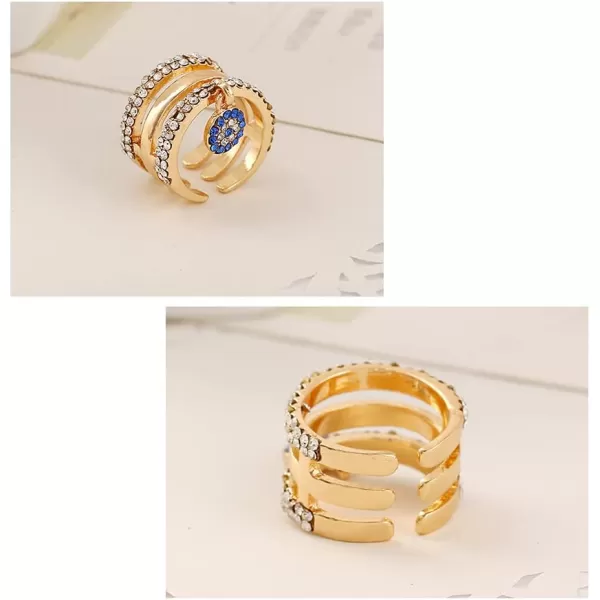 Layered CZ Evil Eye Statement Ring for Women Girl Protection Boho Crystal Gold Plated Open Band Wrap Size 6 Finger Rings Comfort Fit Bohemian Wedding Birthday Cocktail Party JewelryLayered CZ Evil Eye Statement Ring for Women Girl Protection Boho Crystal Gold Plated Open Band Wrap Size 6 Finger Rings Comfort Fit Bohemian Wedding Birthday Cocktail Party Jewelry