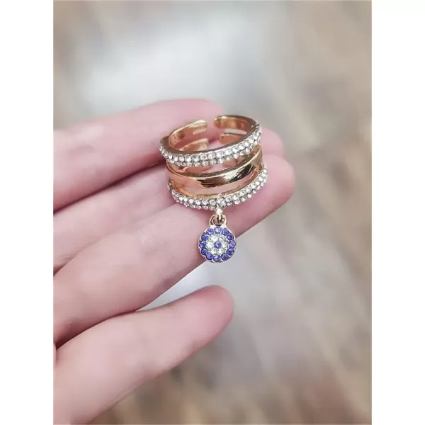 Layered CZ Evil Eye Statement Ring for Women Girl Protection Boho Crystal Gold Plated Open Band Wrap Size 6 Finger Rings Comfort Fit Bohemian Wedding Birthday Cocktail Party JewelryLayered CZ Evil Eye Statement Ring for Women Girl Protection Boho Crystal Gold Plated Open Band Wrap Size 6 Finger Rings Comfort Fit Bohemian Wedding Birthday Cocktail Party Jewelry