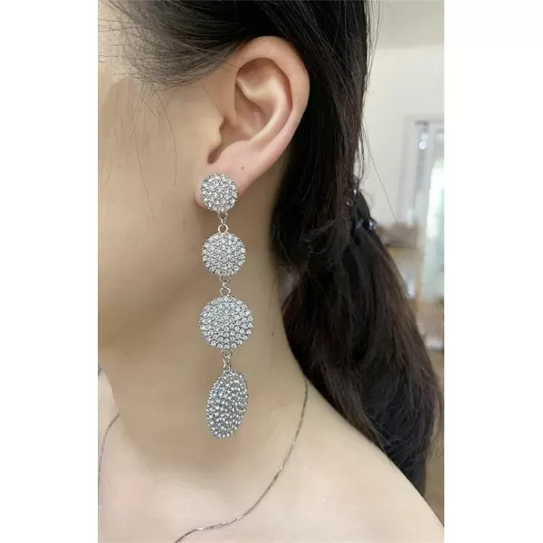 Layered Crystal Ball Tassel Drop Dangle Earrings for Women Girls S925 Sterling Silver Post Long Round CZ Chain Dangling Stud Lightweight Exaggerated Wedding Birthday Party JewelryLayered Crystal Ball Tassel Drop Dangle Earrings for Women Girls S925 Sterling Silver Post Long Round CZ Chain Dangling Stud Lightweight Exaggerated Wedding Birthday Party Jewelry
