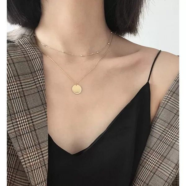 Layered Disc Pendant Choker Necklace for Women Girls 925 Sterling Silver Dainty Full Moon Circle Coin Collar TwoDouble Chain Fashion Y Jewelry Best Gifts Box Birthday Wedding 14k Gold PlatedLayered Disc Pendant Choker Necklace for Women Girls 925 Sterling Silver Dainty Full Moon Circle Coin Collar TwoDouble Chain Fashion Y Jewelry Best Gifts Box Birthday Wedding 14k Gold Plated