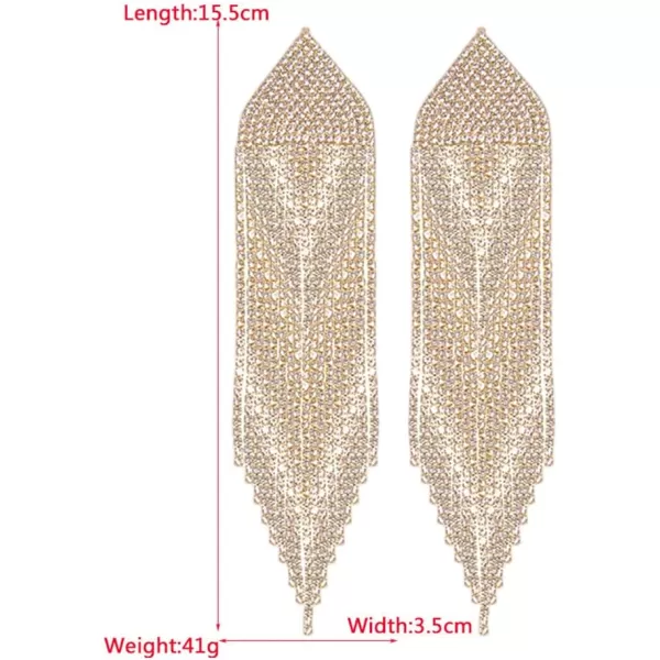 Luxury Fringe Crystal Drop Dangle Earrings for Women Girls Blink Diamond Chandelier Statement Dangling Stud Earring Exggerated Wedding Birthday Festival Jewelry GiftsGold