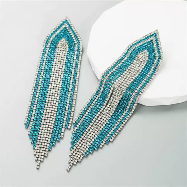 Luxury Fringe Crystal Drop Dangle Earrings for Women Girls Blink Diamond Chandelier Statement Dangling Stud Earring Exggerated Wedding Birthday Festival Jewelry GiftsSilver Blue