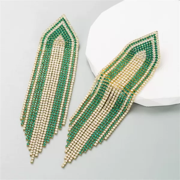 Luxury Fringe Crystal Drop Dangle Earrings for Women Girls Blink Diamond Chandelier Statement Dangling Stud Earring Exggerated Wedding Birthday Festival Jewelry GiftsGold Green