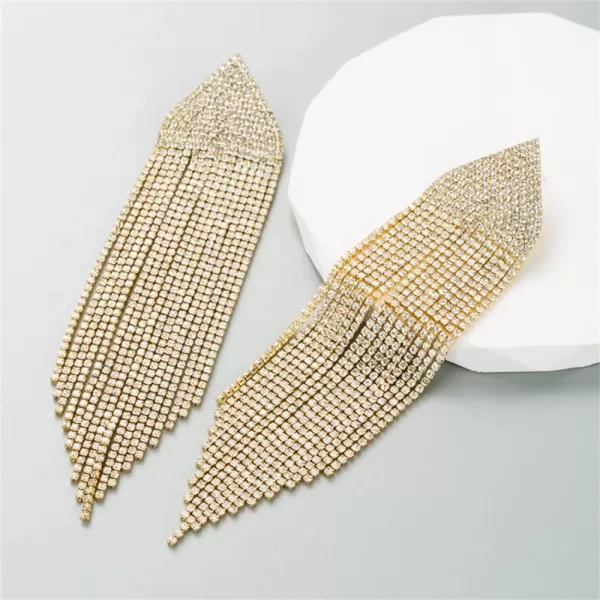 Luxury Fringe Crystal Drop Dangle Earrings for Women Girls Blink Diamond Chandelier Statement Dangling Stud Earring Exggerated Wedding Birthday Festival Jewelry GiftsGold