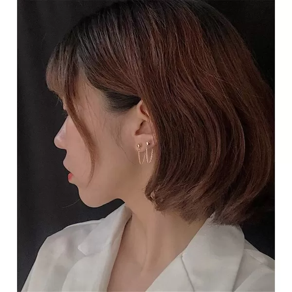 Minimalist Ball Bead Tassel Chain Drop Dangle Earrings for Women Girls S925 Sterling Silver Tiny Balls Stud Tragus Cartilage Hypoallergenic Pierced Ear Fashion Punk JewelrySilver