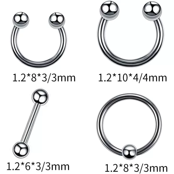 Minimalist Ball Jewelry Set 16G Stainless Steel Piercing Nose Ring Septum Hinged Segment Daith Small Hoop for Women Girls Men Hypoallergenic Tiny Barbell Cartilage Conch Tragus Stud Earrings 4 PCSMinimalist Ball Jewelry Set 16G Stainless Steel Piercing Nose Ring Septum Hinged Segment Daith Small Hoop for Women Girls Men Hypoallergenic Tiny Barbell Cartilage Conch Tragus Stud Earrings 4 PCS