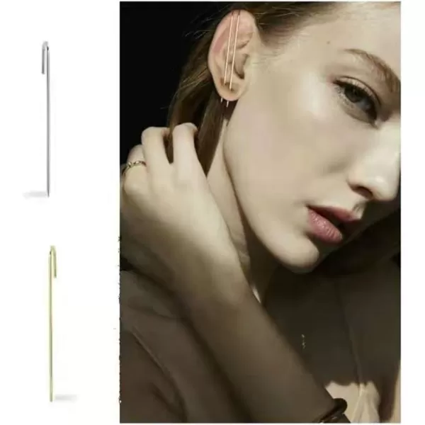Minimalist Ear Wrap Crawler Hook Stud Earrings for Women Girls Men S925 Sterling Silver Hypoallergenic Bar Piercing Ear Cuffs Simple Unique Earring Fashion Personalized Punk Rock JewelrySilver