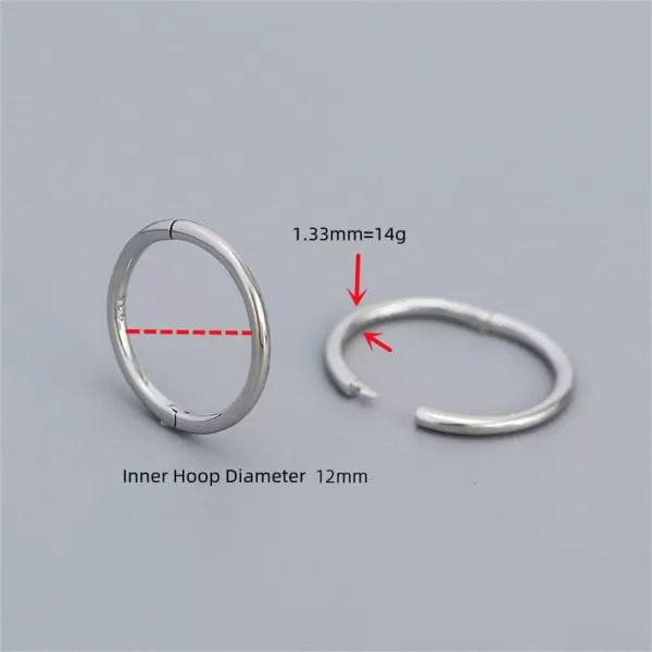 Minimalist Endless Small Hoop Earrings 925 Sterling Silver for Women Girls Hypoallergenic 14g Tiny Cartilage Huggie Hoops Helix Septum Nose Rings Daith Tragus Fashion Polished Body Piercing JewelrySilver 12mm