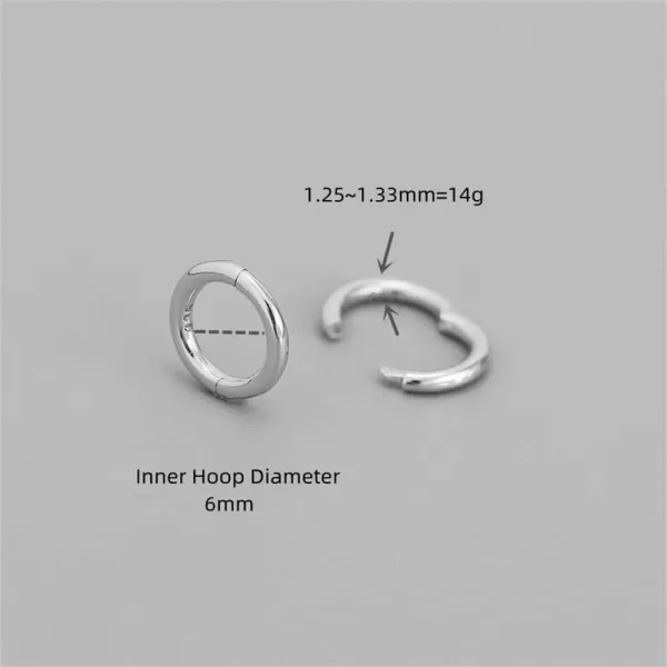 Minimalist Endless Small Hoop Earrings 925 Sterling Silver for Women Girls Hypoallergenic 14g Tiny Cartilage Huggie Hoops Helix Septum Nose Rings Daith Tragus Fashion Polished Body Piercing JewelrySilver 6mm