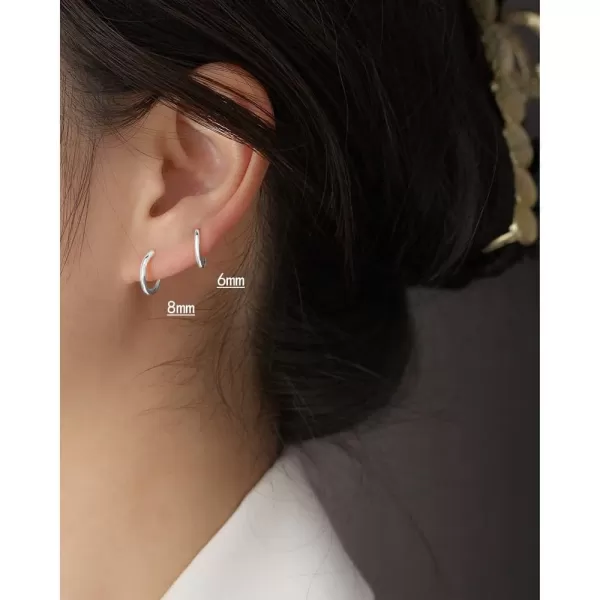 Minimalist Endless Small Hoop Earrings 925 Sterling Silver for Women Girls Hypoallergenic 14g Tiny Cartilage Huggie Hoops Helix Septum Nose Rings Daith Tragus Fashion Polished Body Piercing JewelrySilver 6mm