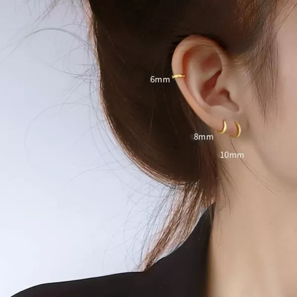 Minimalist Endless Small Hoop Earrings 925 Sterling Silver for Women Girls Hypoallergenic 14g Tiny Cartilage Huggie Hoops Helix Septum Nose Rings Daith Tragus Fashion Polished Body Piercing JewelryGold 10mm
