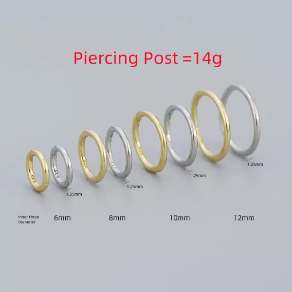 Minimalist Endless Small Hoop Earrings 925 Sterling Silver for Women Girls Hypoallergenic 14g Tiny Cartilage Huggie Hoops Helix Septum Nose Rings Daith Tragus Fashion Polished Body Piercing JewelrySilver 6mm