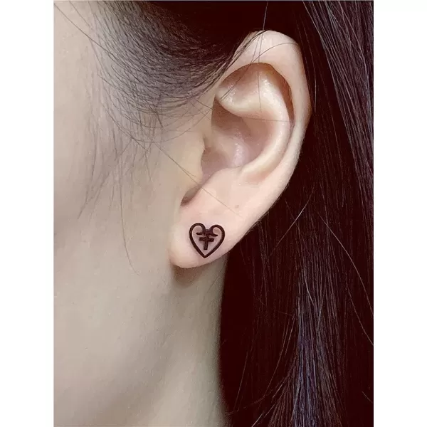 Minimalist Heart Cross Stud Earrings for Women Girls Stainless Steel Hypoallergenic Small Cute Button Studs Cartilage Tragus Post Fashion Punk Christmas Halloween Birthday Jewelry Gifts BlackMinimalist Heart Cross Stud Earrings for Women Girls Stainless Steel Hypoallergenic Small Cute Button Studs Cartilage Tragus Post Fashion Punk Christmas Halloween Birthday Jewelry Gifts Black