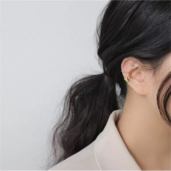 Minimalist Polished Ear Cuff Helix Cartilage Clip on Earring for Women Girls S925 Sterling Silver Small Hoop Wrap Earrings NonPierced Ear Adjustable Unisex JewelryGold Plated
