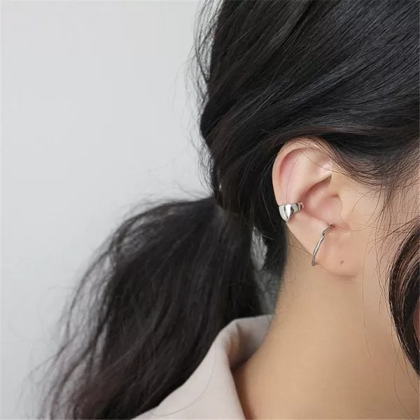 Minimalist Polished Ear Cuff Helix Cartilage Clip on Earring for Women Girls S925 Sterling Silver Small Hoop Wrap Earrings NonPierced Ear Adjustable Unisex JewelrySilver