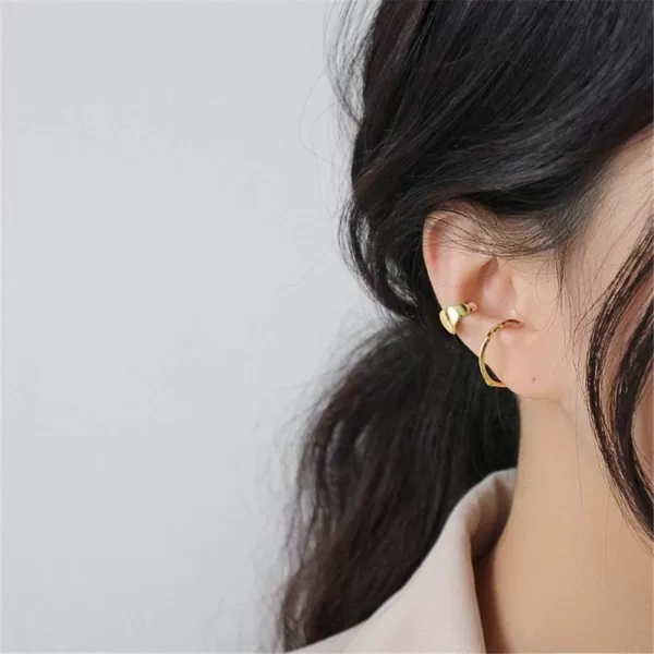 Minimalist Polished Ear Cuff Helix Cartilage Clip on Earring for Women Girls S925 Sterling Silver Small Hoop Wrap Earrings NonPierced Ear Adjustable Unisex JewelryGold Plated