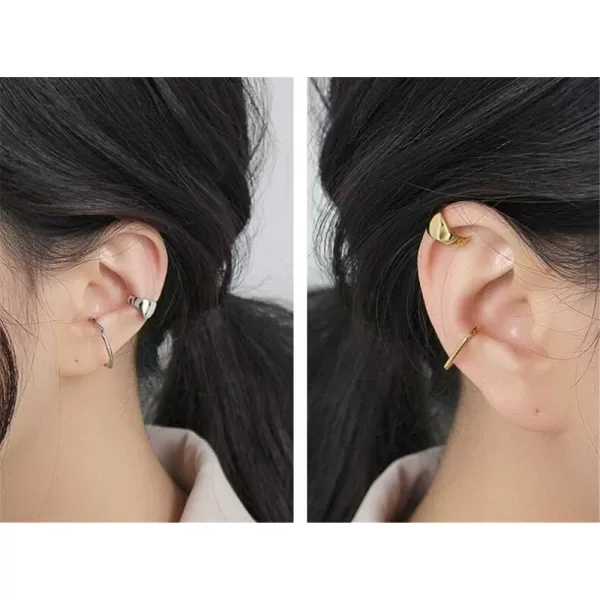 Minimalist Polished Ear Cuff Helix Cartilage Clip on Earring for Women Girls S925 Sterling Silver Small Hoop Wrap Earrings NonPierced Ear Adjustable Unisex JewelrySilver
