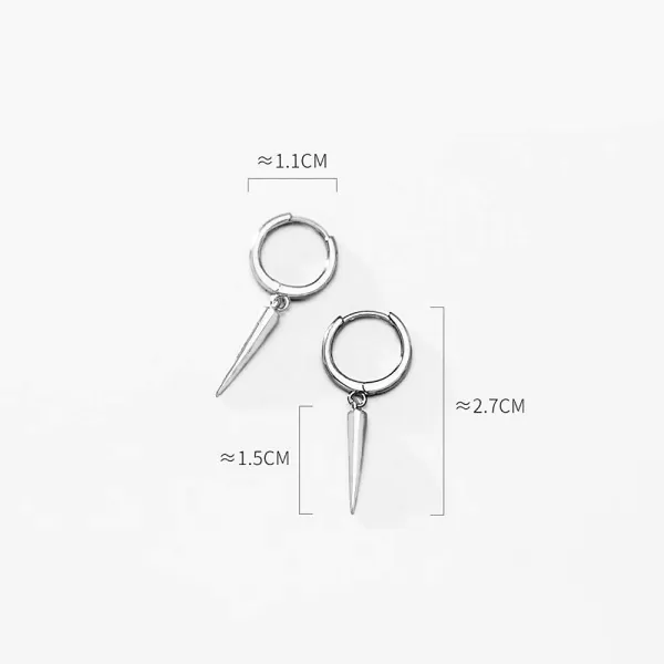 Minimalist Spike Dangle Drop Hoop Earrings for Women Girls 925 Sterling Silver Charms Hoops Cuff Cartilage Stud Tragus Helix Wrap Geometric Hypoallergenic Fashion Personalized PunkSilver