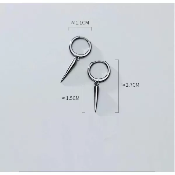 Minimalist Spike Dangle Drop Hoop Earrings for Women Girls 925 Sterling Silver Charms Hoops Cuff Cartilage Stud Tragus Helix Wrap Geometric Hypoallergenic Fashion Personalized PunkBlack