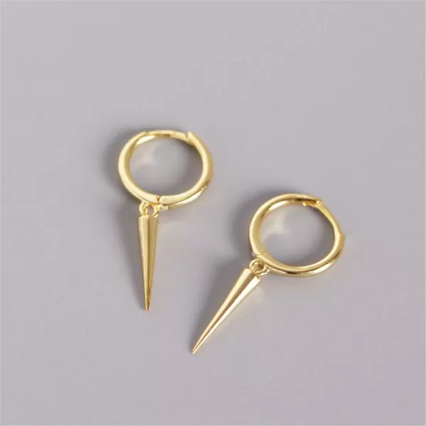 Minimalist Spike Dangle Drop Hoop Earrings for Women Girls 925 Sterling Silver Charms Hoops Cuff Cartilage Stud Tragus Helix Wrap Geometric Hypoallergenic Fashion Personalized Punk14k Gold Plated