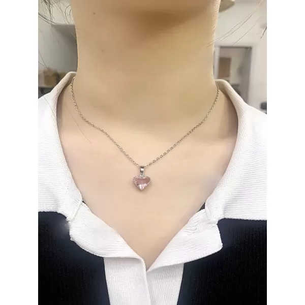 Pink Crystal Love Heart Necklace and Earrings Jewelry Set for Women Girls Silver Tone Cubic Zirconia Diamond Pendant Choker Chain Adjustable Birthday Wedding Christmas Anniversary Jewelry Gifts BoxPink Crystal Love Heart Necklace and Earrings Jewelry Set for Women Girls Silver Tone Cubic Zirconia Diamond Pendant Choker Chain Adjustable Birthday Wedding Christmas Anniversary Jewelry Gifts Box