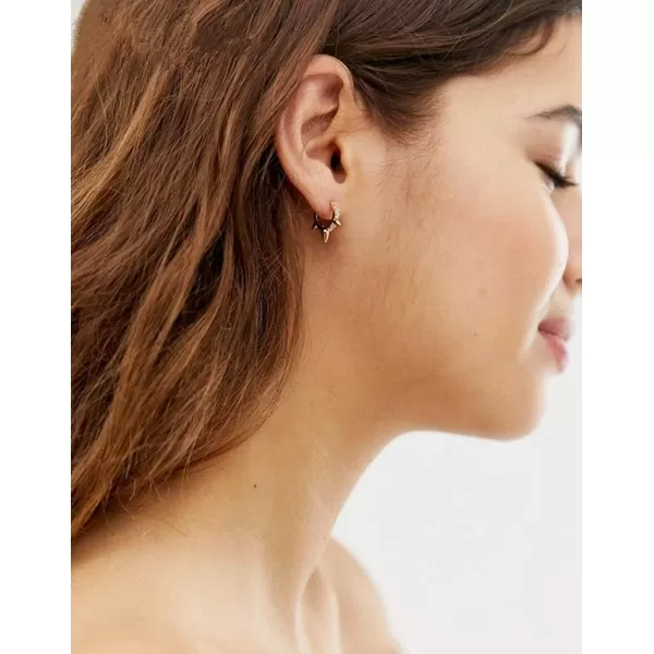 Punk Spikes Stud Small CZ Hoop Earrings for Women Teen Girls Men 925 Sterling Silver Charms Huggie Hoops Cuff Cartilage Stud Tragus Helix Crystal Wrap Earrings Hypoallergenic Rock Fashion Jewelrygold plated