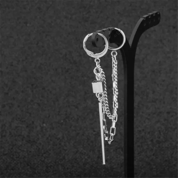 Punk Tassel Crawler Climber Small Hoop Earring for Women Girls Men Stainless Steel Cartilage Double Pair Hoops Vine Clip on Multi Layered Chain Drop Bar Dangle Fashion Jewelry 1 PiecePunk Tassel Crawler Climber Small Hoop Earring for Women Girls Men Stainless Steel Cartilage Double Pair Hoops Vine Clip on Multi Layered Chain Drop Bar Dangle Fashion Jewelry 1 Piece