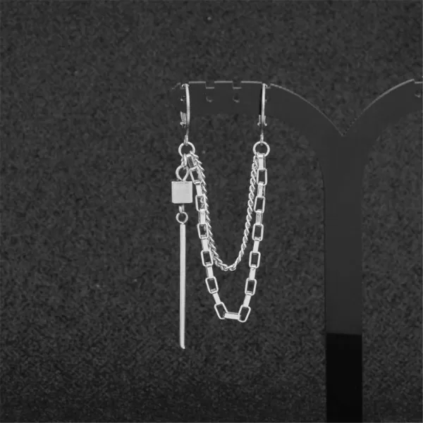 Punk Tassel Crawler Climber Small Hoop Earring for Women Girls Men Stainless Steel Cartilage Double Pair Hoops Vine Clip on Multi Layered Chain Drop Bar Dangle Fashion Jewelry 1 PiecePunk Tassel Crawler Climber Small Hoop Earring for Women Girls Men Stainless Steel Cartilage Double Pair Hoops Vine Clip on Multi Layered Chain Drop Bar Dangle Fashion Jewelry 1 Piece