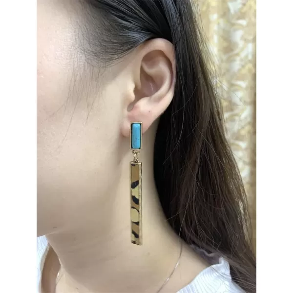 Rectangle Turquoise Dangle Earrings for Women Girls Hypoallergenic Gold Plated Long Charms Birthstone Leopard Print Faux Leather Drop Dangling Stud Retro Lightweight Birthday Holiday Party JewelryRectangle Turquoise Dangle Earrings for Women Girls Hypoallergenic Gold Plated Long Charms Birthstone Leopard Print Faux Leather Drop Dangling Stud Retro Lightweight Birthday Holiday Party Jewelry