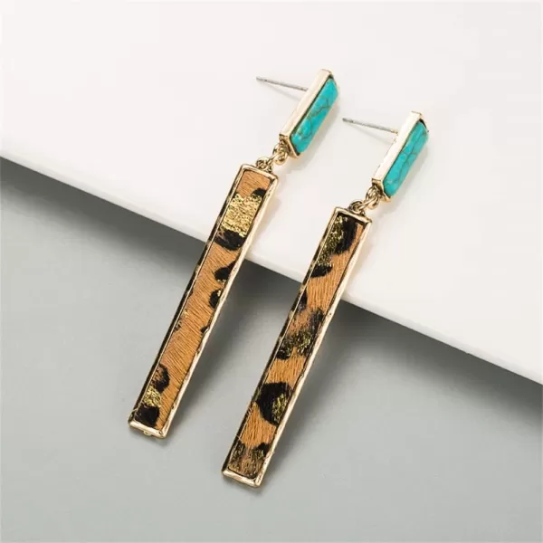 Rectangle Turquoise Dangle Earrings for Women Girls Hypoallergenic Gold Plated Long Charms Birthstone Leopard Print Faux Leather Drop Dangling Stud Retro Lightweight Birthday Holiday Party JewelryRectangle Turquoise Dangle Earrings for Women Girls Hypoallergenic Gold Plated Long Charms Birthstone Leopard Print Faux Leather Drop Dangling Stud Retro Lightweight Birthday Holiday Party Jewelry