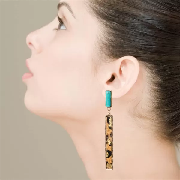 Rectangle Turquoise Dangle Earrings for Women Girls Hypoallergenic Gold Plated Long Charms Birthstone Leopard Print Faux Leather Drop Dangling Stud Retro Lightweight Birthday Holiday Party JewelryRectangle Turquoise Dangle Earrings for Women Girls Hypoallergenic Gold Plated Long Charms Birthstone Leopard Print Faux Leather Drop Dangling Stud Retro Lightweight Birthday Holiday Party Jewelry