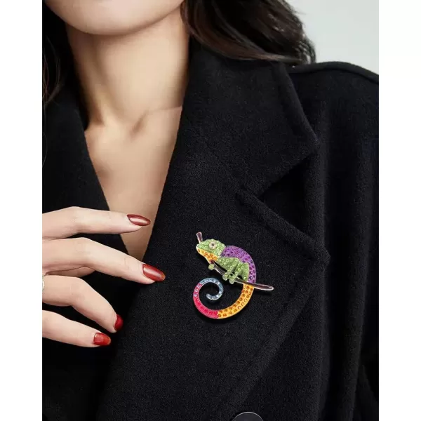 Rhinestone Chameleon Brooch Pin for Women Girls Fashion Exquisite Big Green Purple Colorful Crystal Animal Lizard Brooches Lapel Pins Dress Accessories Christmas Halloween Jewelry Unisex GiftRhinestone Chameleon Brooch Pin for Women Girls Fashion Exquisite Big Green Purple Colorful Crystal Animal Lizard Brooches Lapel Pins Dress Accessories Christmas Halloween Jewelry Unisex Gift