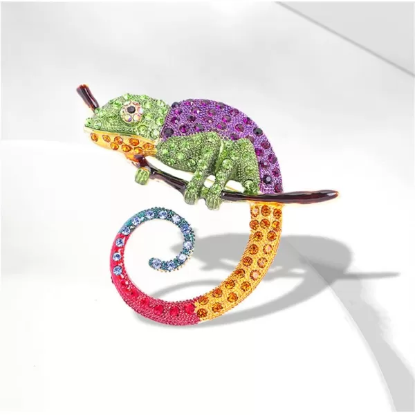 Rhinestone Chameleon Brooch Pin for Women Girls Fashion Exquisite Big Green Purple Colorful Crystal Animal Lizard Brooches Lapel Pins Dress Accessories Christmas Halloween Jewelry Unisex GiftRhinestone Chameleon Brooch Pin for Women Girls Fashion Exquisite Big Green Purple Colorful Crystal Animal Lizard Brooches Lapel Pins Dress Accessories Christmas Halloween Jewelry Unisex Gift