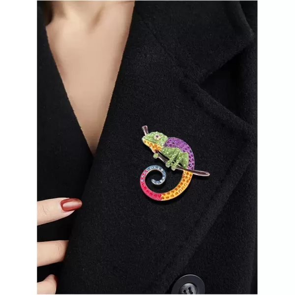 Rhinestone Chameleon Brooch Pin for Women Girls Fashion Exquisite Big Green Purple Colorful Crystal Animal Lizard Brooches Lapel Pins Dress Accessories Christmas Halloween Jewelry Unisex GiftRhinestone Chameleon Brooch Pin for Women Girls Fashion Exquisite Big Green Purple Colorful Crystal Animal Lizard Brooches Lapel Pins Dress Accessories Christmas Halloween Jewelry Unisex Gift