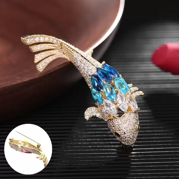 Rhinestone Fish Brooch Pin for Women Men Fashion Crystal Animal Brooches Lapel Pins Gold Tone Lucky Dress Accessories Jewelry Gift Box Wedding Birthday ChristmasRhinestone Fish Brooch Pin for Women Men Fashion Crystal Animal Brooches Lapel Pins Gold Tone Lucky Dress Accessories Jewelry Gift Box Wedding Birthday Christmas