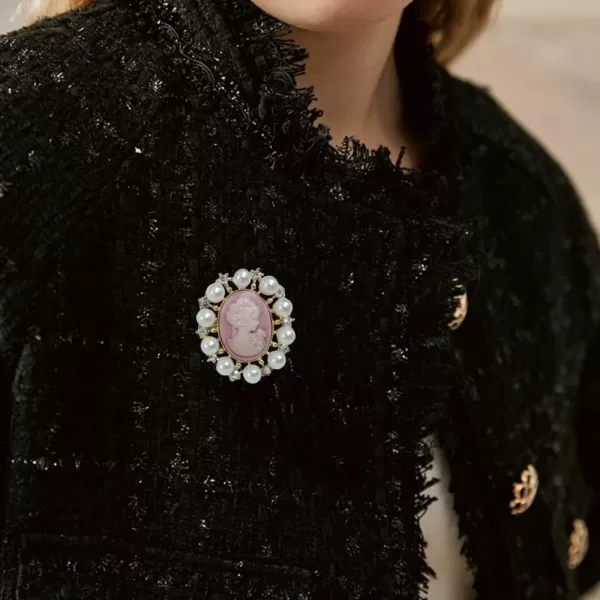 Rhinestone Pearl Cameo Brooch Pin for Women Girls Fashion Dainty Gold Plated Shell Pearls Crystal Wreath Carved Pink Victorian Lady Brooches Lapel Pins Vintage Dress Accessories Wedding Birthday Party JewelryRhinestone Pearl Cameo Brooch Pin for Women Girls Fashion Dainty Gold Plated Shell Pearls Crystal Wreath Carved Pink Victorian Lady Brooches Lapel Pins Vintage Dress Accessories Wedding Birthday Party Jewelry