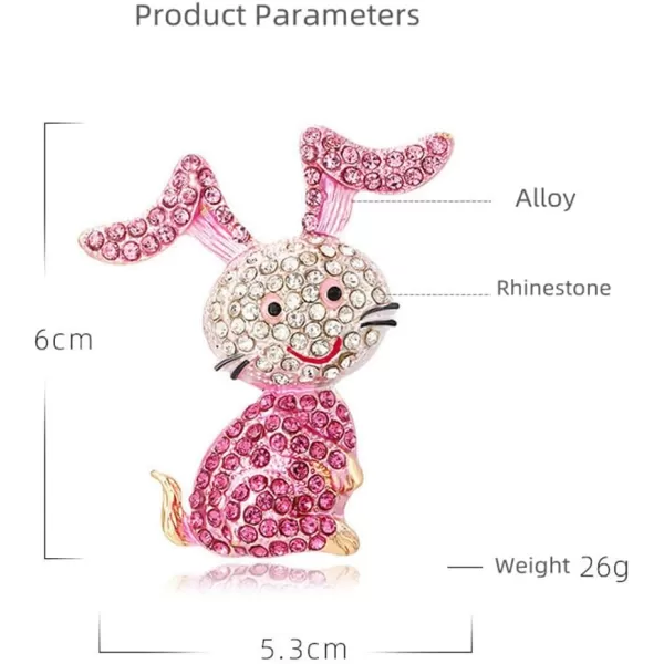 Rhinestone Pink Rabbit Animal Brooch Pin for Women Girls Teens Gold Plated Cute Crystal Cartoon Bunny Brooches Lapel Pins Lucky Decor Dress Accessories Easter Holiday Jewelry Gift for Daughter Niece PetLoverRhinestone Pink Rabbit Animal Brooch Pin for Women Girls Teens Gold Plated Cute Crystal Cartoon Bunny Brooches Lapel Pins Lucky Decor Dress Accessories Easter Holiday Jewelry Gift for Daughter Niece PetLover