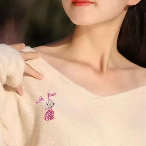 Rhinestone Pink Rabbit Animal Brooch Pin for Women Girls Teens Gold Plated Cute Crystal Cartoon Bunny Brooches Lapel Pins Lucky Decor Dress Accessories Easter Holiday Jewelry Gift for Daughter Niece PetLoverRhinestone Pink Rabbit Animal Brooch Pin for Women Girls Teens Gold Plated Cute Crystal Cartoon Bunny Brooches Lapel Pins Lucky Decor Dress Accessories Easter Holiday Jewelry Gift for Daughter Niece PetLover