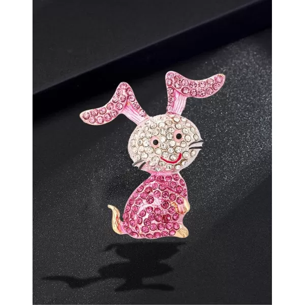 Rhinestone Pink Rabbit Animal Brooch Pin for Women Girls Teens Gold Plated Cute Crystal Cartoon Bunny Brooches Lapel Pins Lucky Decor Dress Accessories Easter Holiday Jewelry Gift for Daughter Niece PetLoverRhinestone Pink Rabbit Animal Brooch Pin for Women Girls Teens Gold Plated Cute Crystal Cartoon Bunny Brooches Lapel Pins Lucky Decor Dress Accessories Easter Holiday Jewelry Gift for Daughter Niece PetLover