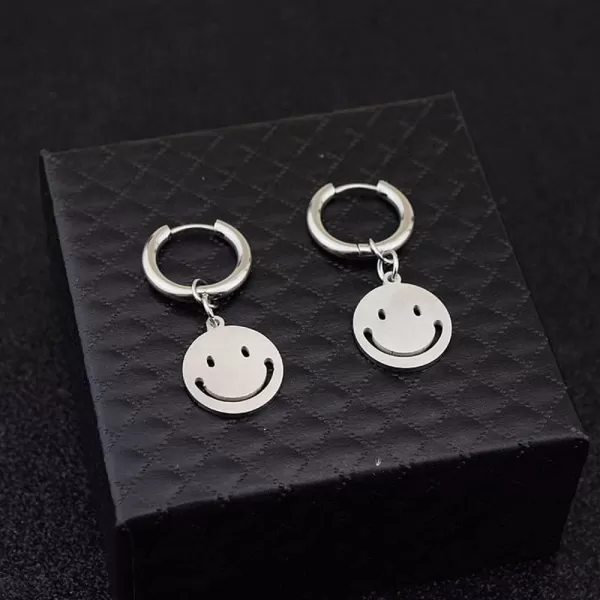 Round Smiley Coin Dangle Drop Small Hoop Earrings for Women Girls Men Stainless Steel Cute Charms Circle Happy Face Disc Vintage Huggie Hoops Cartilage Cuff Clip Earring Hypoallergenic Nickel Free JewelryRound Smiley Coin Dangle Drop Small Hoop Earrings for Women Girls Men Stainless Steel Cute Charms Circle Happy Face Disc Vintage Huggie Hoops Cartilage Cuff Clip Earring Hypoallergenic Nickel Free Jewelry