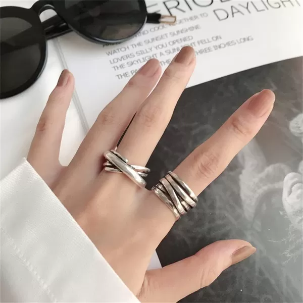Silver Cross Ring Enhancers for Women Girls Vintage Chunky Wide Open Band Statement Engagement Knuckle Finger Rings Comfort Fit Fashion Punk Personalized Jewelry BFF Gifts IntertwinedSilver Cross Ring Enhancers for Women Girls Vintage Chunky Wide Open Band Statement Engagement Knuckle Finger Rings Comfort Fit Fashion Punk Personalized Jewelry BFF Gifts Intertwined
