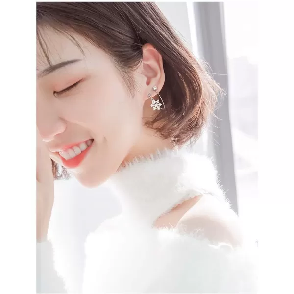 Snowflake Double Piercing Tassel Chain Drop Dangle Crystal Ball Bead Stud Earrings for Women Girls S925 Sterling Silver CZ 2 Hole Tragus Post Pin Jewerly Cute Dainty Christmas Winter Party GiftsSnowflake Double Piercing Tassel Chain Drop Dangle Crystal Ball Bead Stud Earrings for Women Girls S925 Sterling Silver CZ 2 Hole Tragus Post Pin Jewerly Cute Dainty Christmas Winter Party Gifts