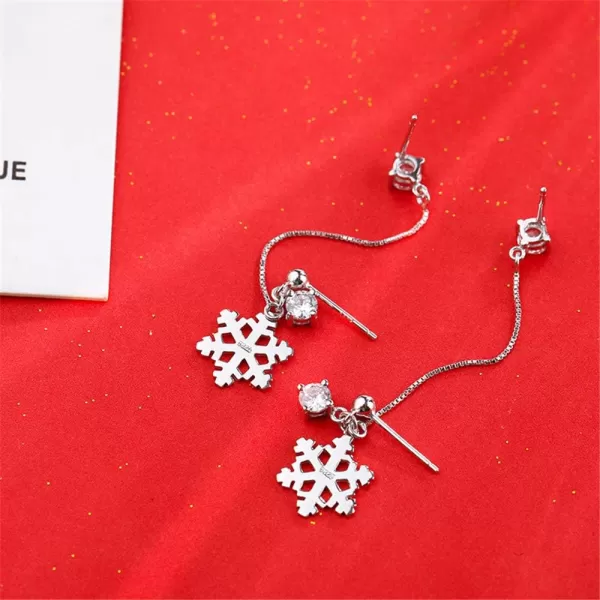 Snowflake Double Piercing Tassel Chain Drop Dangle Crystal Ball Bead Stud Earrings for Women Girls S925 Sterling Silver CZ 2 Hole Tragus Post Pin Jewerly Cute Dainty Christmas Winter Party GiftsSnowflake Double Piercing Tassel Chain Drop Dangle Crystal Ball Bead Stud Earrings for Women Girls S925 Sterling Silver CZ 2 Hole Tragus Post Pin Jewerly Cute Dainty Christmas Winter Party Gifts