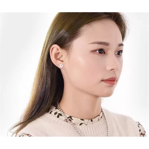 Sterling Silver CZ Flower Cartilage Stud Earrings for Women Teen Girls Crystal Birthstones Cherry Blossom Jasmine Tiny Small Flower Cute Stud Post Pin Hypoallergenic Boho Birthday JewelryAmethyst Diamond