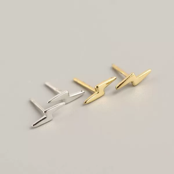 Sterling Silver Lightning Bolt Tiny Stud Earrings for Women Girls Men Hypoallergenic Pierced Ear Minimalist Polished Mini Flash Thunder Button Tragus Post Pin Body Jewelry85mm Silver